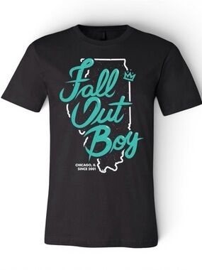 Fall Out Boy Chicago IL Since 2001 Black Graphic Band Tee Unisex XXL NIP